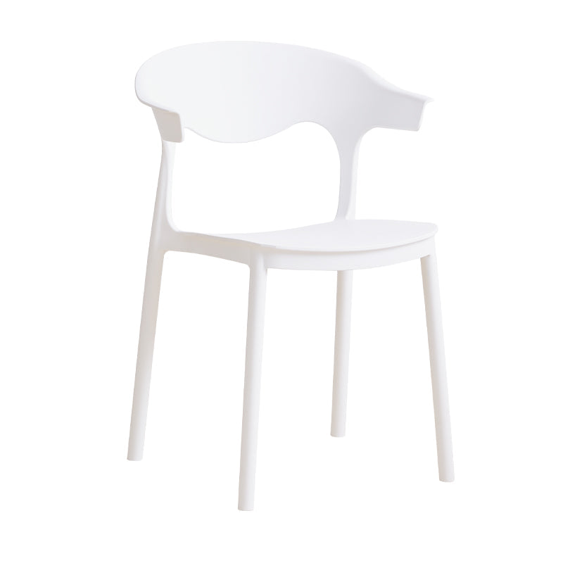 Contemporary Plastic Dining Armless Chairs Stackable Open Back Dining Side Chair White 1 Piece Clearhalo ' kitchen&dining_furn' 'Dining Chairs' 'Dining Tables & Seating' 'dining_chair' 'furn' 'furn_dining_chair' 'Furniture' 'furniture_dining_chair' 'Kitchen & Dining Furniture' 'kitchen' 4331235