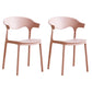Contemporary Plastic Dining Armless Chairs Stackable Open Back Dining Side Chair Pink 2 Piece Set Clearhalo ' kitchen&dining_furn' 'Dining Chairs' 'Dining Tables & Seating' 'dining_chair' 'furn' 'furn_dining_chair' 'Furniture' 'furniture_dining_chair' 'Kitchen & Dining Furniture' 'kitchen' 4331243