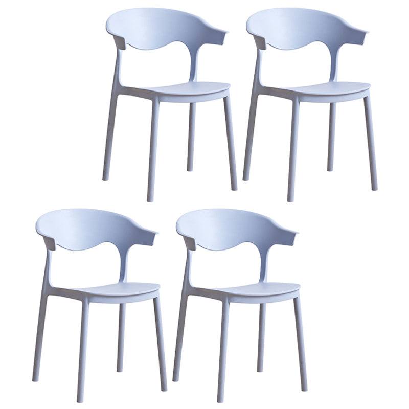 Contemporary Plastic Dining Armless Chairs Stackable Open Back Dining Side Chair Light Blue 4 Piece Set Clearhalo ' kitchen&dining_furn' 'Dining Chairs' 'Dining Tables & Seating' 'dining_chair' 'furn' 'furn_dining_chair' 'Furniture' 'furniture_dining_chair' 'Kitchen & Dining Furniture' 'kitchen' 4331247