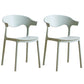 Contemporary Plastic Dining Armless Chairs Stackable Open Back Dining Side Chair Light Green 2 Piece Set Clearhalo ' kitchen&dining_furn' 'Dining Chairs' 'Dining Tables & Seating' 'dining_chair' 'furn' 'furn_dining_chair' 'Furniture' 'furniture_dining_chair' 'Kitchen & Dining Furniture' 'kitchen' 4331249