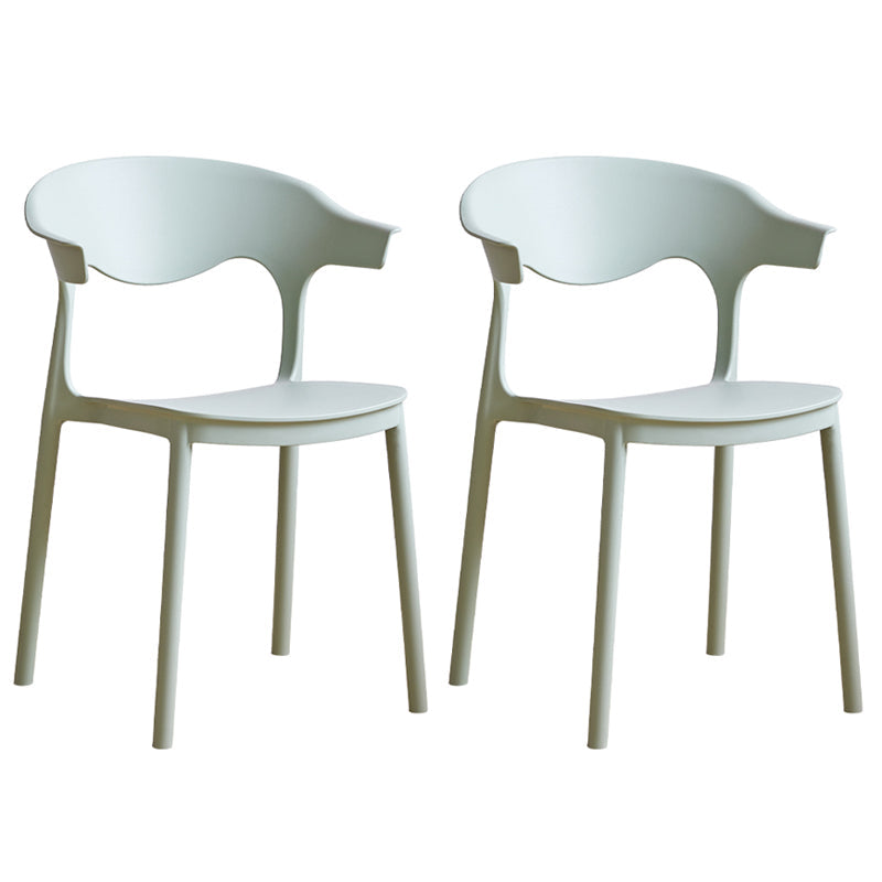 Contemporary Plastic Dining Armless Chairs Stackable Open Back Dining Side Chair Light Green 2 Piece Set Clearhalo ' kitchen&dining_furn' 'Dining Chairs' 'Dining Tables & Seating' 'dining_chair' 'furn' 'furn_dining_chair' 'Furniture' 'furniture_dining_chair' 'Kitchen & Dining Furniture' 'kitchen' 4331249