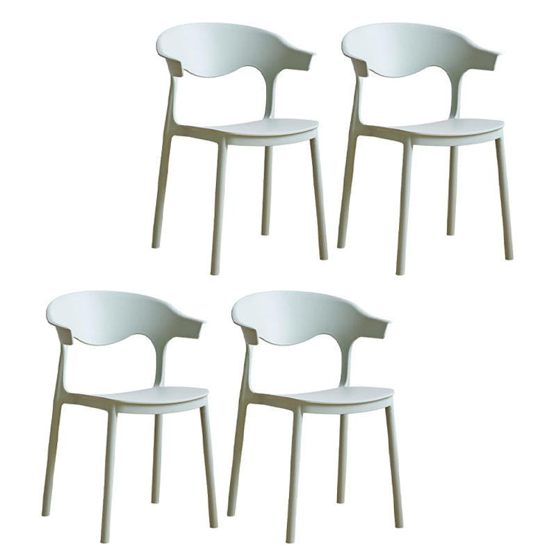 Contemporary Plastic Dining Armless Chairs Stackable Open Back Dining Side Chair Light Green 4 Piece Set Clearhalo ' kitchen&dining_furn' 'Dining Chairs' 'Dining Tables & Seating' 'dining_chair' 'furn' 'furn_dining_chair' 'Furniture' 'furniture_dining_chair' 'Kitchen & Dining Furniture' 'kitchen' 4331250