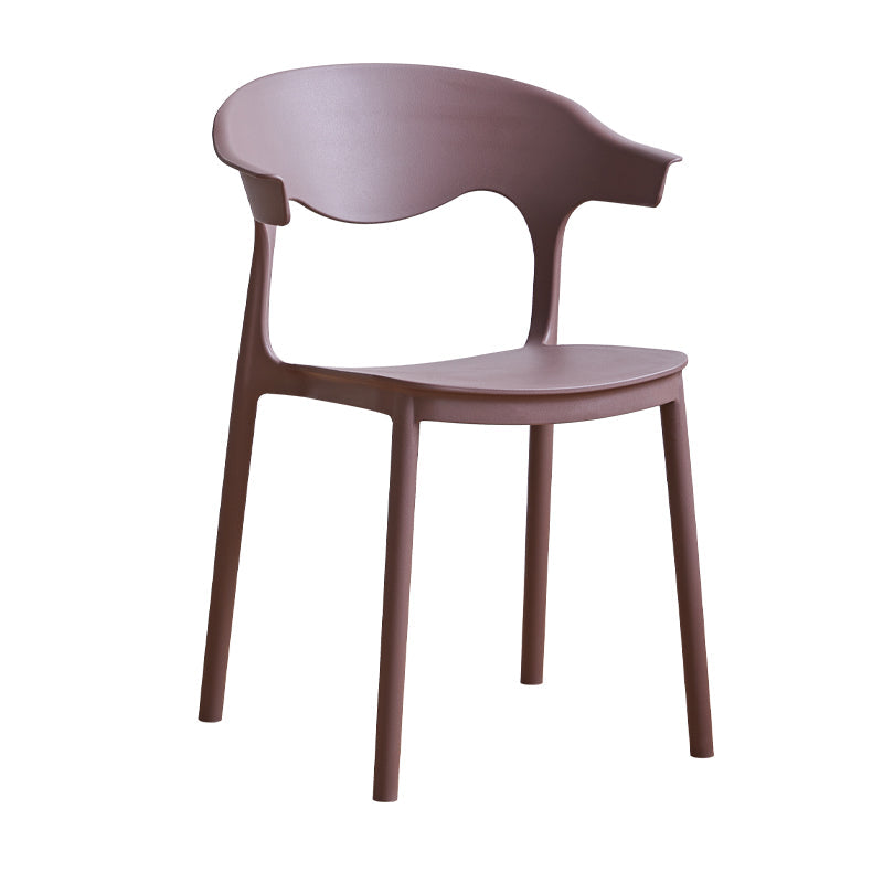 Contemporary Plastic Dining Armless Chairs Stackable Open Back Dining Side Chair Coffee 1 Piece Clearhalo ' kitchen&dining_furn' 'Dining Chairs' 'Dining Tables & Seating' 'dining_chair' 'furn' 'furn_dining_chair' 'Furniture' 'furniture_dining_chair' 'Kitchen & Dining Furniture' 'kitchen' 4331251