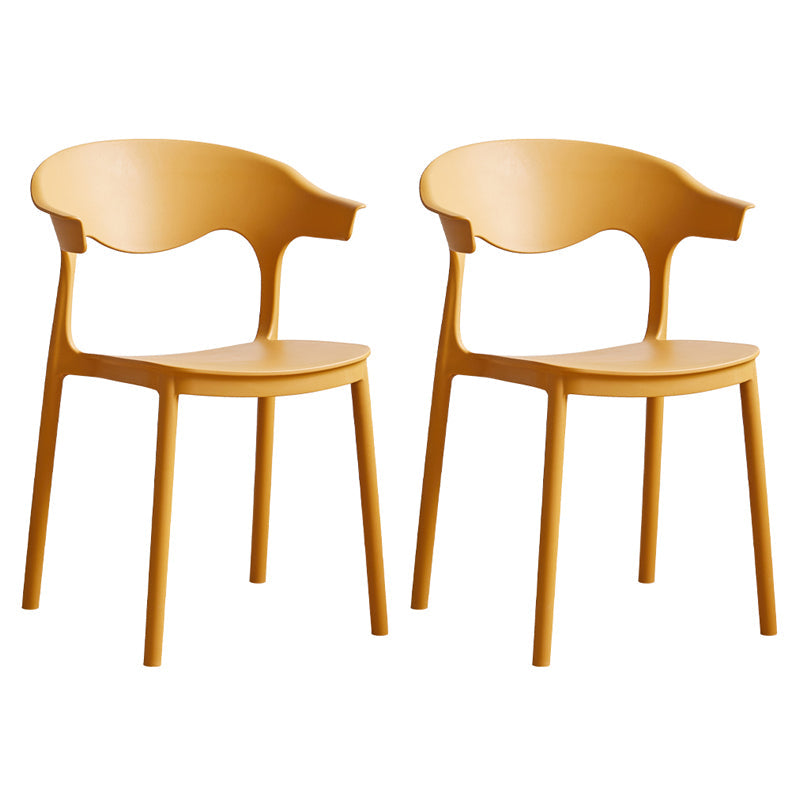 Contemporary Plastic Dining Armless Chairs Stackable Open Back Dining Side Chair Ginger 2 Piece Set Clearhalo ' kitchen&dining_furn' 'Dining Chairs' 'Dining Tables & Seating' 'dining_chair' 'furn' 'furn_dining_chair' 'Furniture' 'furniture_dining_chair' 'Kitchen & Dining Furniture' 'kitchen' 4331255