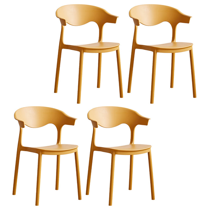 Contemporary Plastic Dining Armless Chairs Stackable Open Back Dining Side Chair Ginger 4 Piece Set Clearhalo ' kitchen&dining_furn' 'Dining Chairs' 'Dining Tables & Seating' 'dining_chair' 'furn' 'furn_dining_chair' 'Furniture' 'furniture_dining_chair' 'Kitchen & Dining Furniture' 'kitchen' 4331256
