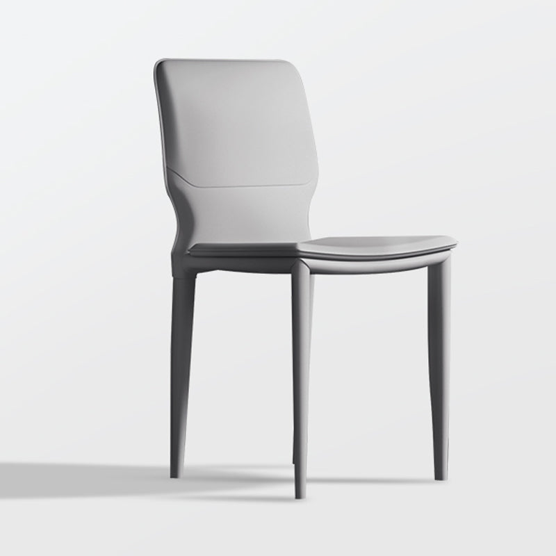 Contemporary Armless Solid Back Side Chairs Leather Dining Chairs Silver Gray 1 Piece Clearhalo ' kitchen&dining_furn' 'Dining Chairs' 'Dining Tables & Seating' 'dining_chair' 'furn' 'furn_dining_chair' 'Furniture' 'furniture_dining_chair' 'Kitchen & Dining Furniture' 'kitchen' 4331274
