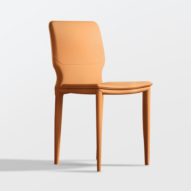 Contemporary Armless Solid Back Side Chairs Leather Dining Chairs Orange 1 Piece Clearhalo ' kitchen&dining_furn' 'Dining Chairs' 'Dining Tables & Seating' 'dining_chair' 'furn' 'furn_dining_chair' 'Furniture' 'furniture_dining_chair' 'Kitchen & Dining Furniture' 'kitchen' 4331279