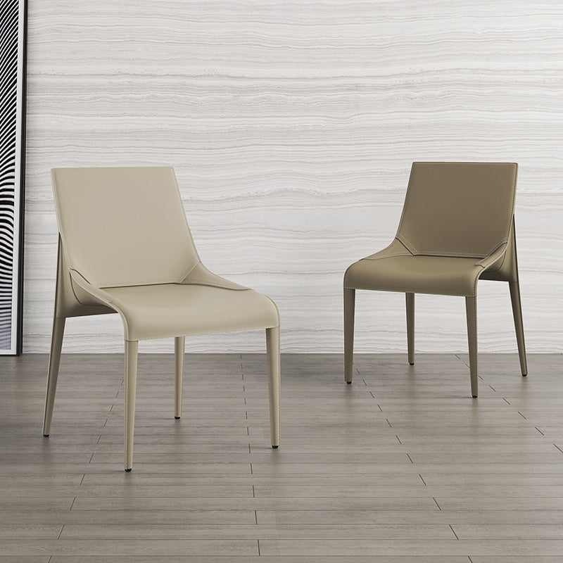 Minimalist Design Leather Dining Side Chairs Armless Solid Back Chair Clearhalo ' kitchen&dining_furn' 'Dining Chairs' 'Dining Tables & Seating' 'dining_chair' 'furn' 'furn_dining_chair' 'Furniture' 'furniture_dining_chair' 'Kitchen & Dining Furniture' 'kitchen' 4331287