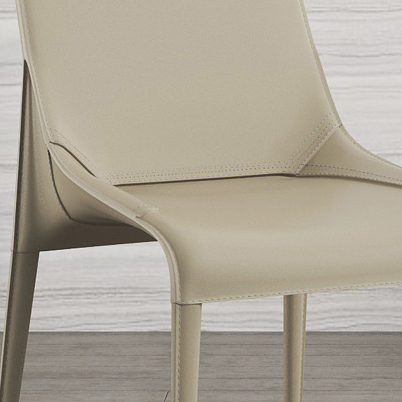 Minimalist Design Leather Dining Side Chairs Armless Solid Back Chair Clearhalo ' kitchen&dining_furn' 'Dining Chairs' 'Dining Tables & Seating' 'dining_chair' 'furn' 'furn_dining_chair' 'Furniture' 'furniture_dining_chair' 'Kitchen & Dining Furniture' 'kitchen' 4331290