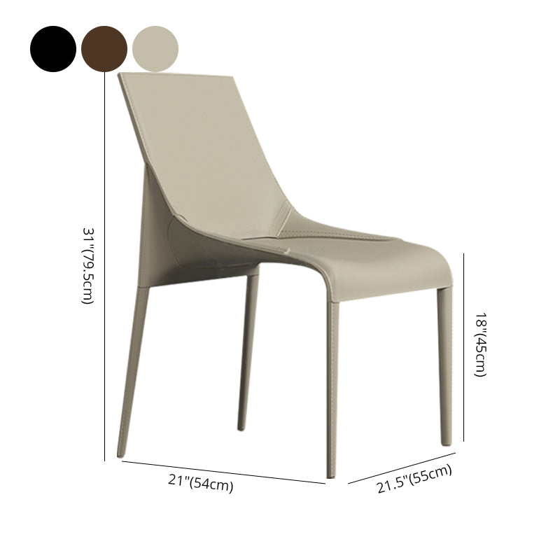 Minimalist Design Leather Dining Side Chairs Armless Solid Back Chair Clearhalo ' kitchen&dining_furn' 'Dining Chairs' 'Dining Tables & Seating' 'dining_chair' 'furn' 'furn_dining_chair' 'Furniture' 'furniture_dining_chair' 'Kitchen & Dining Furniture' 'kitchen' 4331293