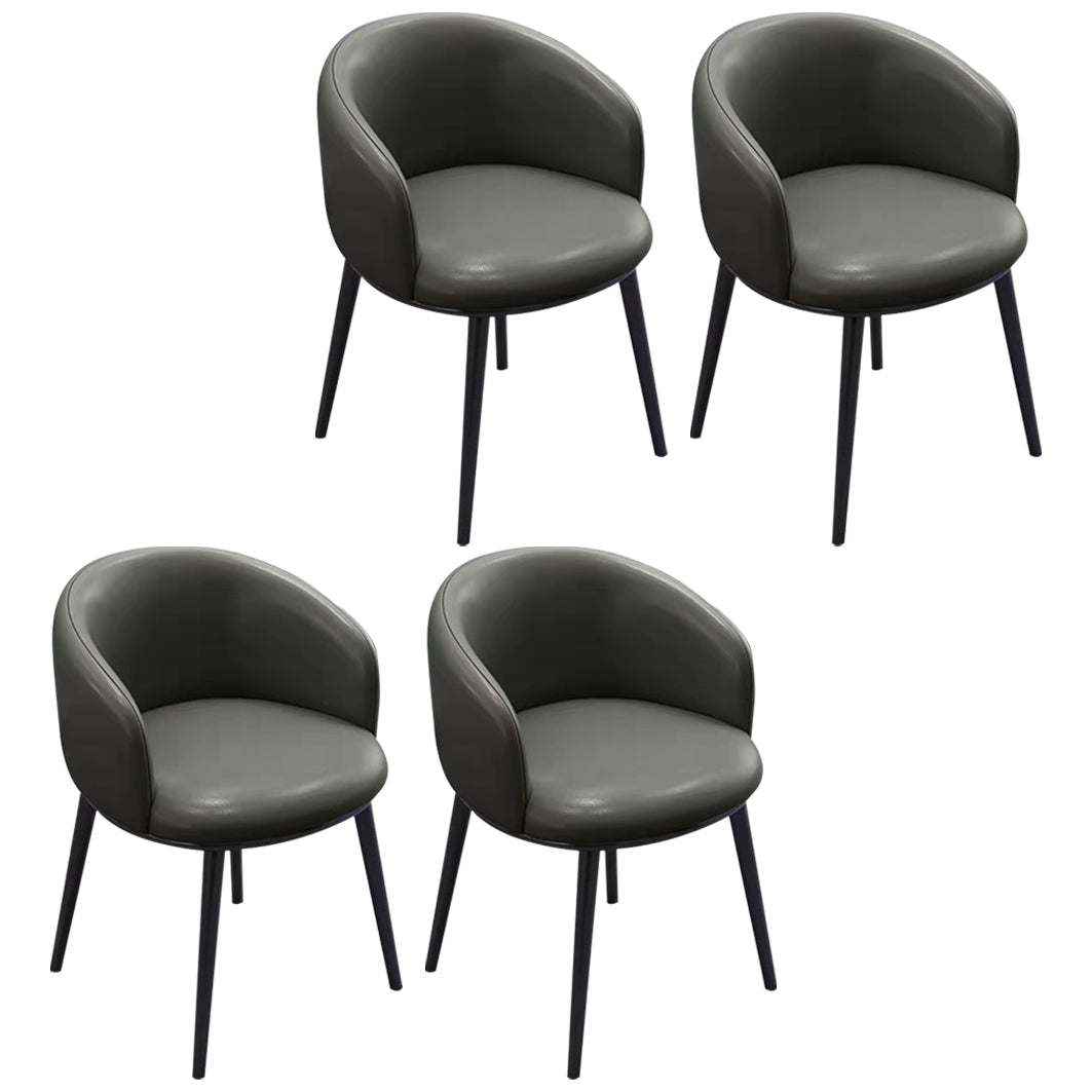 Scandinavian Style Upholstered Armless Dining Chairs Solid Back Chair for Home Dark Gray 4 Piece Set Black Clearhalo ' kitchen&dining_furn' 'Dining Chairs' 'Dining Tables & Seating' 'dining_chair' 'furn' 'furn_dining_chair' 'Furniture' 'furniture_dining_chair' 'Kitchen & Dining Furniture' 'kitchen' 4331324