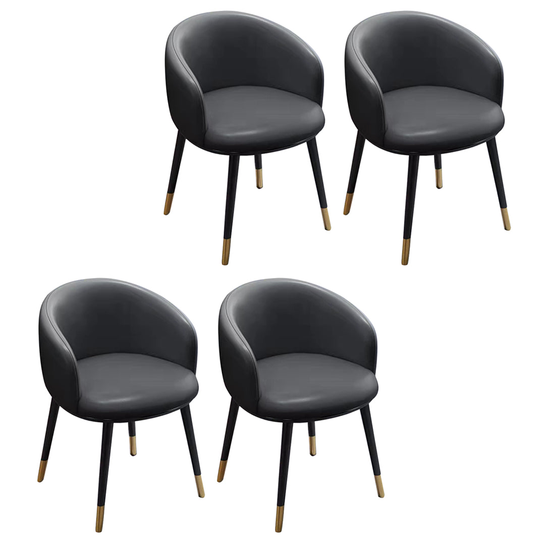 Scandinavian Style Upholstered Armless Dining Chairs Solid Back Chair for Home Dark Gray 4 Piece Set Brass Gold Clearhalo ' kitchen&dining_furn' 'Dining Chairs' 'Dining Tables & Seating' 'dining_chair' 'furn' 'furn_dining_chair' 'Furniture' 'furniture_dining_chair' 'Kitchen & Dining Furniture' 'kitchen' 4331330