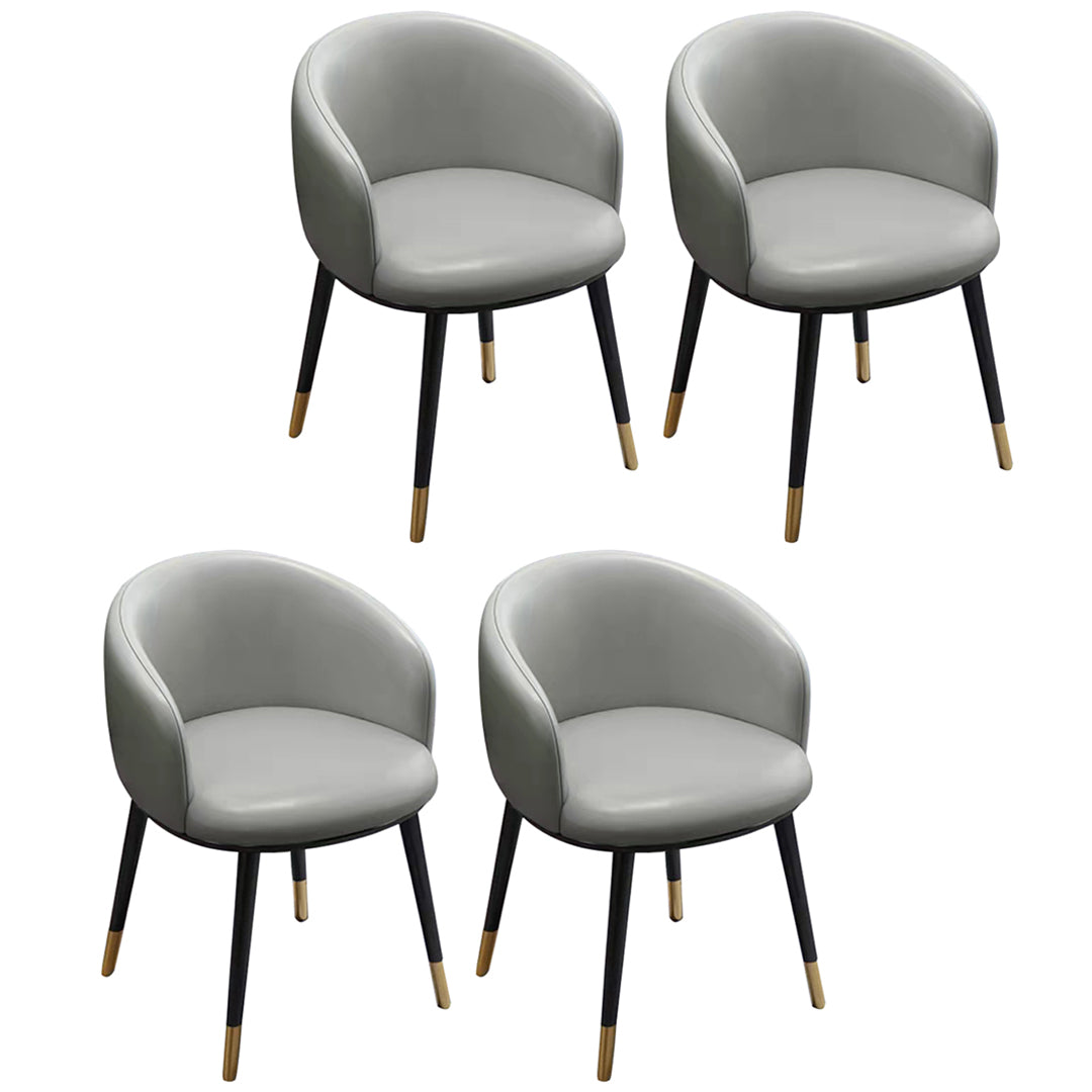 Scandinavian Style Upholstered Armless Dining Chairs Solid Back Chair for Home Light Gray 4 Piece Set Brass Gold Clearhalo ' kitchen&dining_furn' 'Dining Chairs' 'Dining Tables & Seating' 'dining_chair' 'furn' 'furn_dining_chair' 'Furniture' 'furniture_dining_chair' 'Kitchen & Dining Furniture' 'kitchen' 4331341