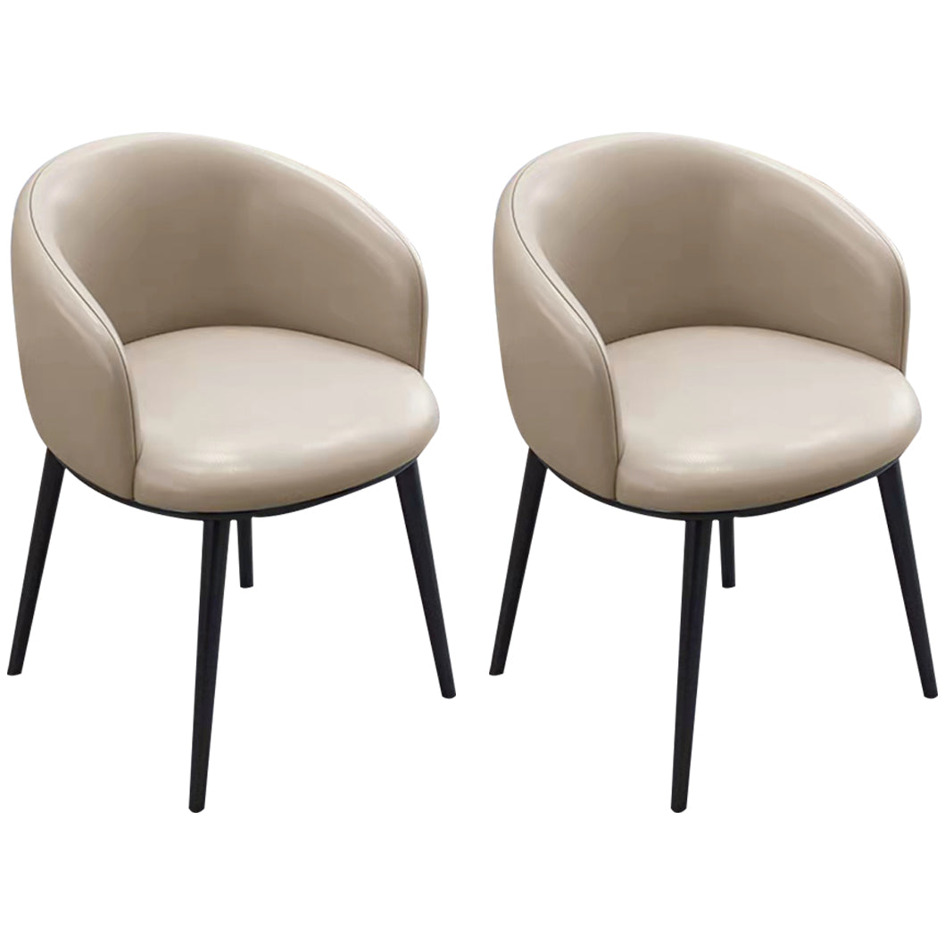 Scandinavian Style Upholstered Armless Dining Chairs Solid Back Chair for Home Ivory 2 Piece Set Black Clearhalo ' kitchen&dining_furn' 'Dining Chairs' 'Dining Tables & Seating' 'dining_chair' 'furn' 'furn_dining_chair' 'Furniture' 'furniture_dining_chair' 'Kitchen & Dining Furniture' 'kitchen' 4331343