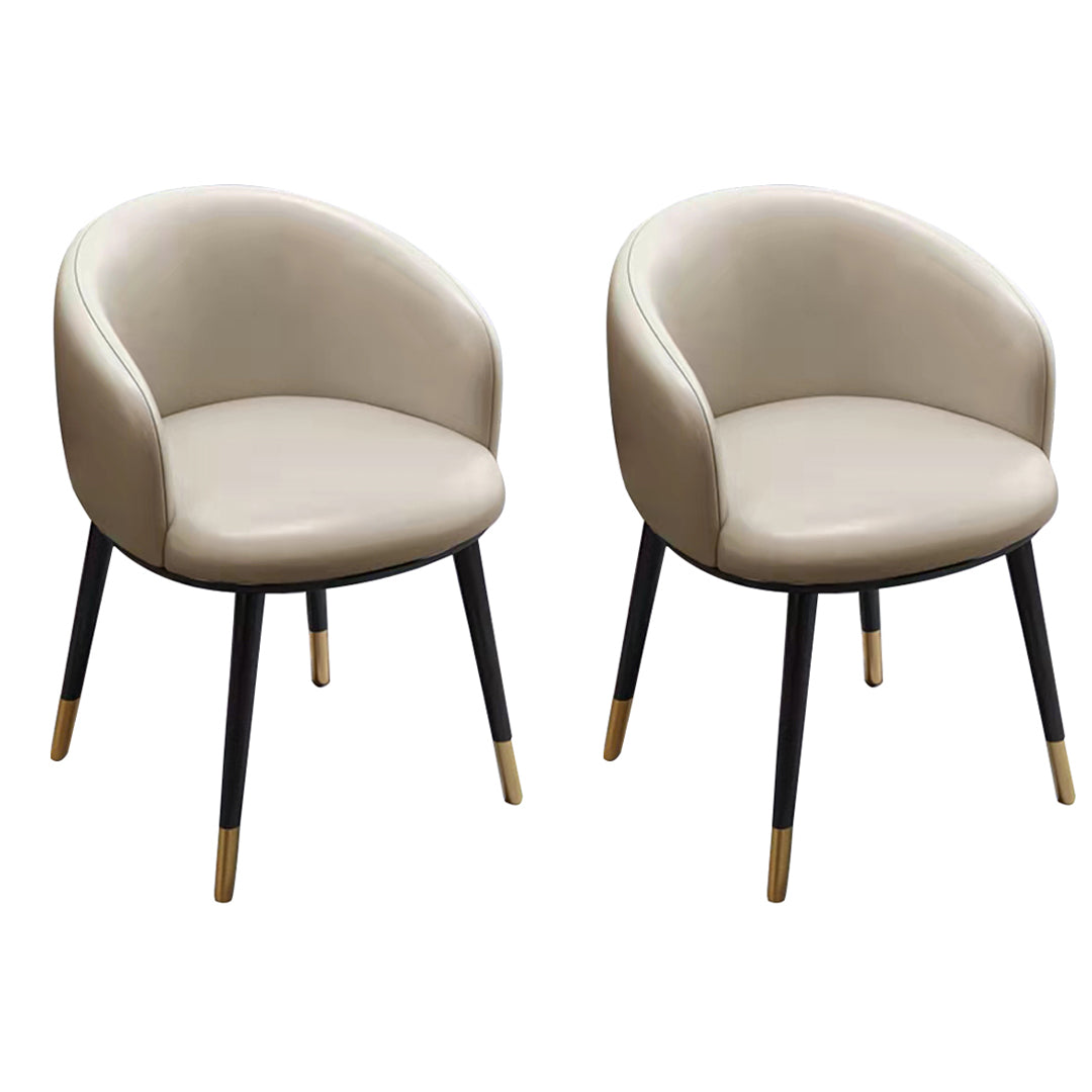Scandinavian Style Upholstered Armless Dining Chairs Solid Back Chair for Home Ivory 2 Piece Set Brass Gold Clearhalo ' kitchen&dining_furn' 'Dining Chairs' 'Dining Tables & Seating' 'dining_chair' 'furn' 'furn_dining_chair' 'Furniture' 'furniture_dining_chair' 'Kitchen & Dining Furniture' 'kitchen' 4331346