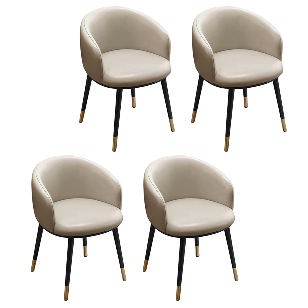 Scandinavian Style Upholstered Armless Dining Chairs Solid Back Chair for Home Ivory 4 Piece Set Brass Gold Clearhalo ' kitchen&dining_furn' 'Dining Chairs' 'Dining Tables & Seating' 'dining_chair' 'furn' 'furn_dining_chair' 'Furniture' 'furniture_dining_chair' 'Kitchen & Dining Furniture' 'kitchen' 4331347