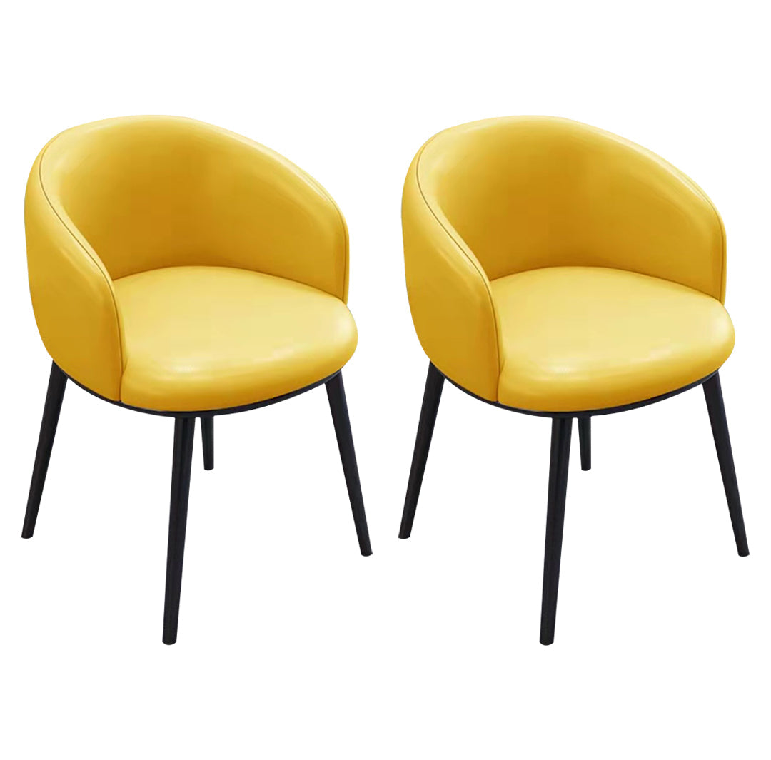 Scandinavian Style Upholstered Armless Dining Chairs Solid Back Chair for Home Yellow 2 Piece Set Black Clearhalo ' kitchen&dining_furn' 'Dining Chairs' 'Dining Tables & Seating' 'dining_chair' 'furn' 'furn_dining_chair' 'Furniture' 'furniture_dining_chair' 'Kitchen & Dining Furniture' 'kitchen' 4331349