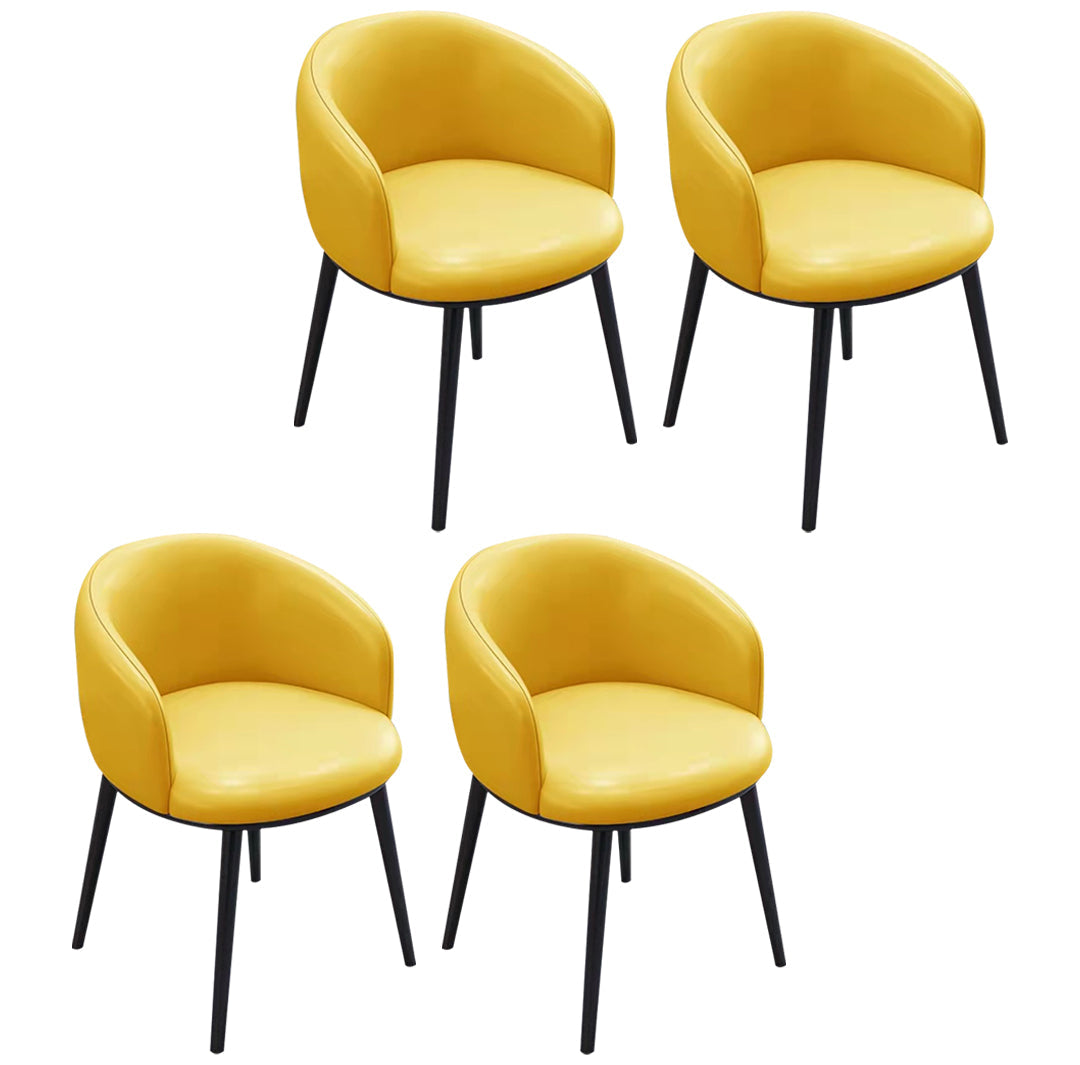 Scandinavian Style Upholstered Armless Dining Chairs Solid Back Chair for Home Yellow 4 Piece Set Black Clearhalo ' kitchen&dining_furn' 'Dining Chairs' 'Dining Tables & Seating' 'dining_chair' 'furn' 'furn_dining_chair' 'Furniture' 'furniture_dining_chair' 'Kitchen & Dining Furniture' 'kitchen' 4331350