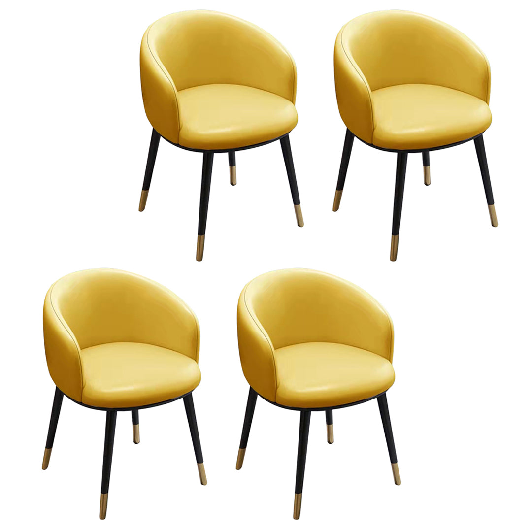 Scandinavian Style Upholstered Armless Dining Chairs Solid Back Chair for Home Yellow 4 Piece Set Brass Gold Clearhalo ' kitchen&dining_furn' 'Dining Chairs' 'Dining Tables & Seating' 'dining_chair' 'furn' 'furn_dining_chair' 'Furniture' 'furniture_dining_chair' 'Kitchen & Dining Furniture' 'kitchen' 4331353
