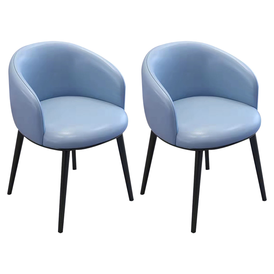 Scandinavian Style Upholstered Armless Dining Chairs Solid Back Chair for Home Sky Blue 2 Piece Set Black Clearhalo ' kitchen&dining_furn' 'Dining Chairs' 'Dining Tables & Seating' 'dining_chair' 'furn' 'furn_dining_chair' 'Furniture' 'furniture_dining_chair' 'Kitchen & Dining Furniture' 'kitchen' 4331355