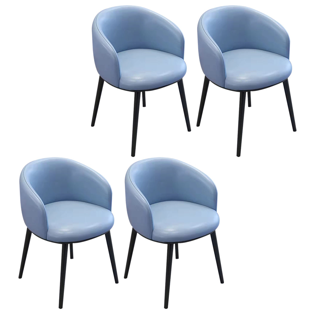 Scandinavian Style Upholstered Armless Dining Chairs Solid Back Chair for Home Sky Blue 4 Piece Set Black Clearhalo ' kitchen&dining_furn' 'Dining Chairs' 'Dining Tables & Seating' 'dining_chair' 'furn' 'furn_dining_chair' 'Furniture' 'furniture_dining_chair' 'Kitchen & Dining Furniture' 'kitchen' 4331356