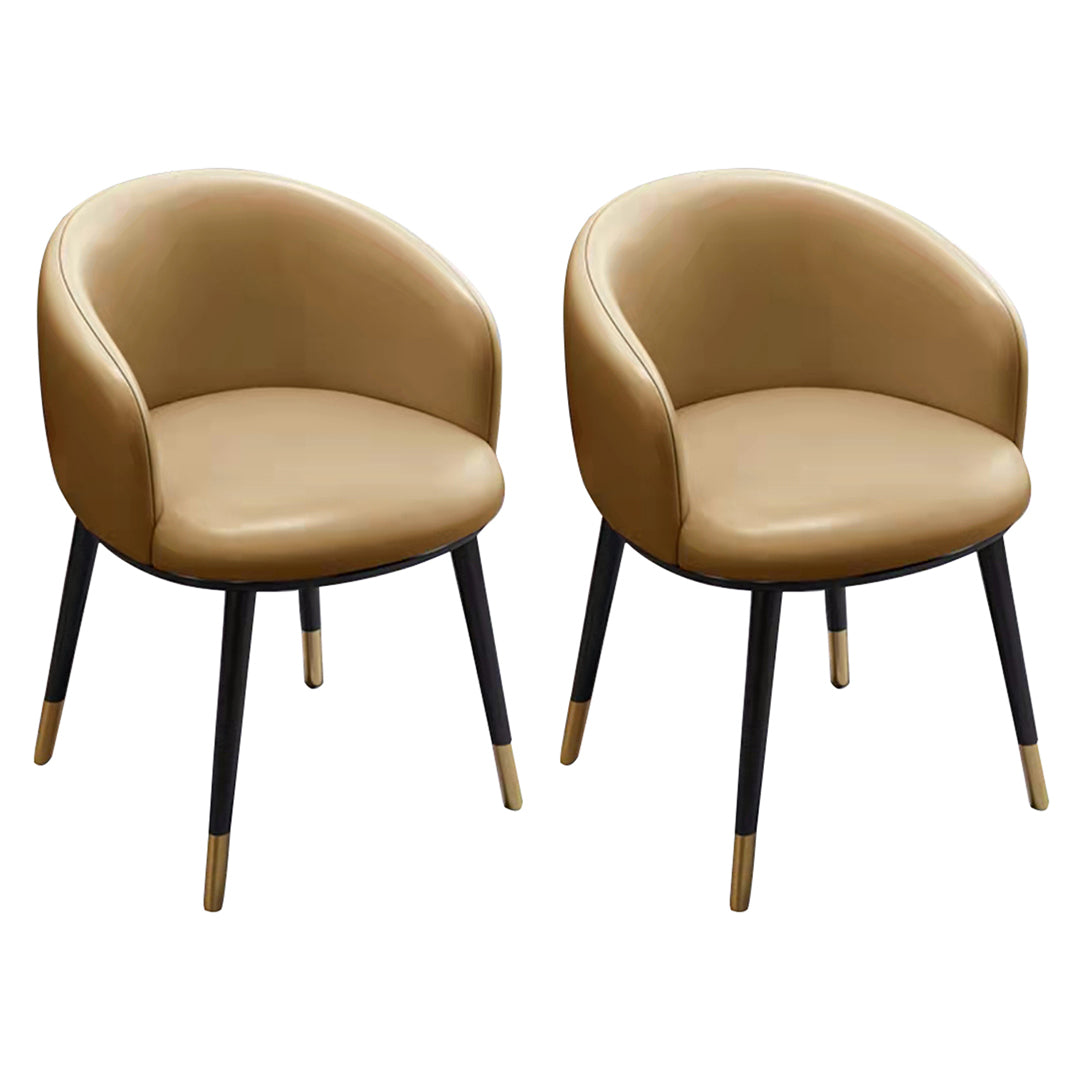 Scandinavian Style Upholstered Armless Dining Chairs Solid Back Chair for Home Khaki 2 Piece Set Brass Gold Clearhalo ' kitchen&dining_furn' 'Dining Chairs' 'Dining Tables & Seating' 'dining_chair' 'furn' 'furn_dining_chair' 'Furniture' 'furniture_dining_chair' 'Kitchen & Dining Furniture' 'kitchen' 4331364