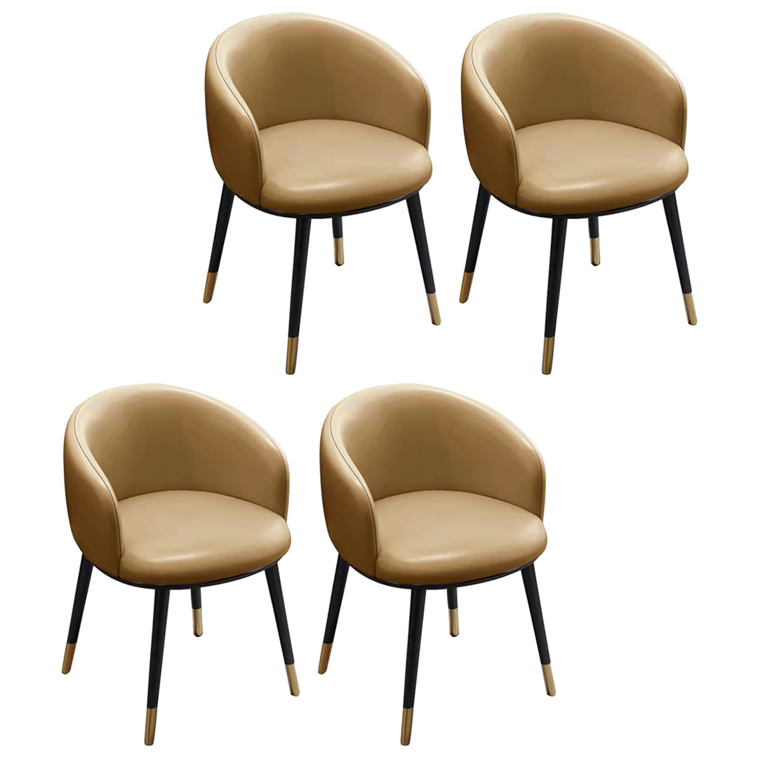 Scandinavian Style Upholstered Armless Dining Chairs Solid Back Chair for Home Khaki 4 Piece Set Brass Gold Clearhalo ' kitchen&dining_furn' 'Dining Chairs' 'Dining Tables & Seating' 'dining_chair' 'furn' 'furn_dining_chair' 'Furniture' 'furniture_dining_chair' 'Kitchen & Dining Furniture' 'kitchen' 4331365