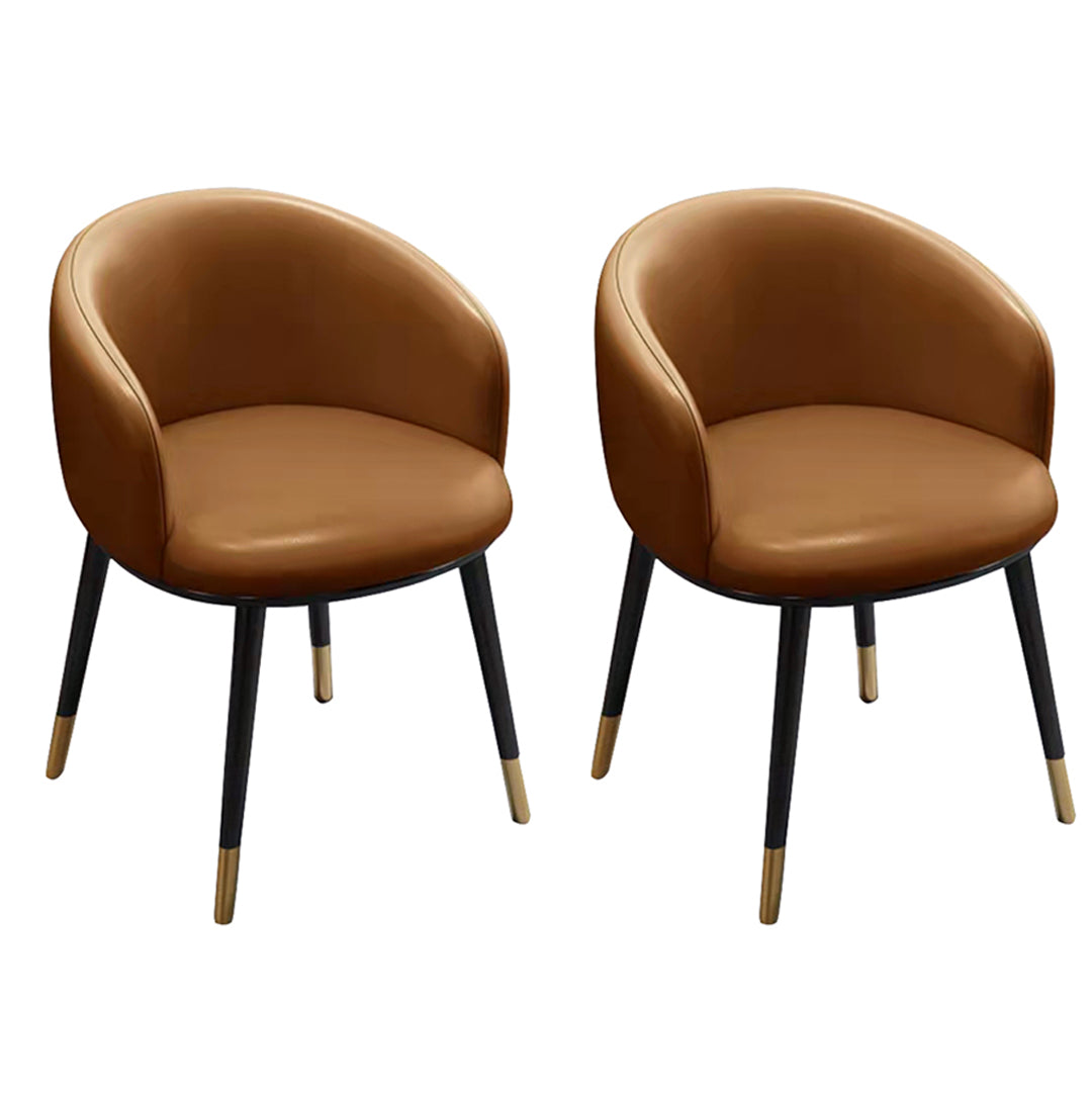 Scandinavian Style Upholstered Armless Dining Chairs Solid Back Chair for Home Coffee 2 Piece Set Brass Gold Clearhalo ' kitchen&dining_furn' 'Dining Chairs' 'Dining Tables & Seating' 'dining_chair' 'furn' 'furn_dining_chair' 'Furniture' 'furniture_dining_chair' 'Kitchen & Dining Furniture' 'kitchen' 4331370