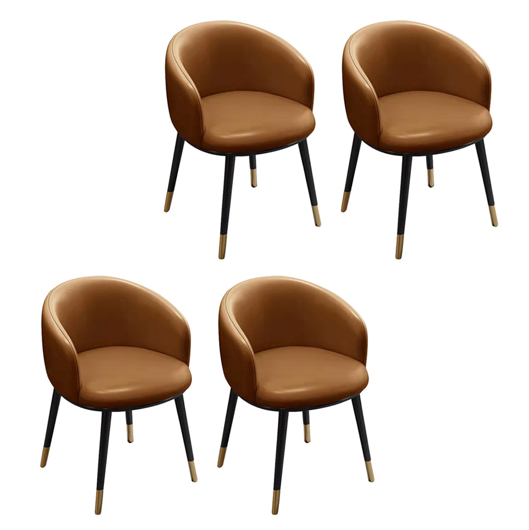 Scandinavian Style Upholstered Armless Dining Chairs Solid Back Chair for Home Coffee 4 Piece Set Brass Gold Clearhalo ' kitchen&dining_furn' 'Dining Chairs' 'Dining Tables & Seating' 'dining_chair' 'furn' 'furn_dining_chair' 'Furniture' 'furniture_dining_chair' 'Kitchen & Dining Furniture' 'kitchen' 4331371