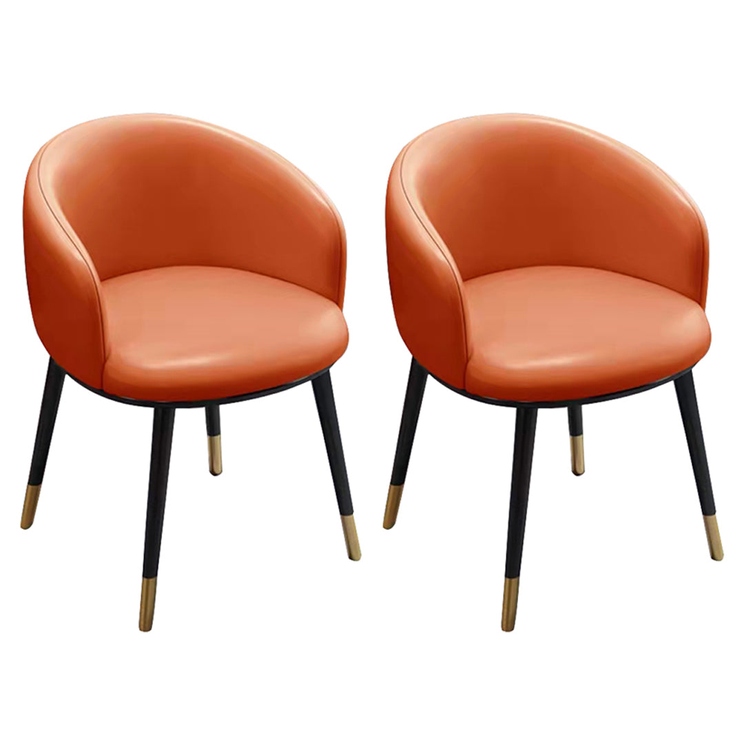 Scandinavian Style Upholstered Armless Dining Chairs Solid Back Chair for Home Orange-Red 2 Piece Set Brass Gold Clearhalo ' kitchen&dining_furn' 'Dining Chairs' 'Dining Tables & Seating' 'dining_chair' 'furn' 'furn_dining_chair' 'Furniture' 'furniture_dining_chair' 'Kitchen & Dining Furniture' 'kitchen' 4331376