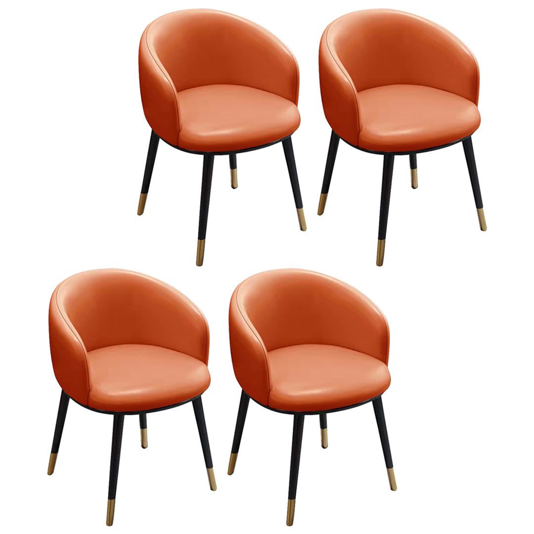 Scandinavian Style Upholstered Armless Dining Chairs Solid Back Chair for Home Orange-Red 4 Piece Set Brass Gold Clearhalo ' kitchen&dining_furn' 'Dining Chairs' 'Dining Tables & Seating' 'dining_chair' 'furn' 'furn_dining_chair' 'Furniture' 'furniture_dining_chair' 'Kitchen & Dining Furniture' 'kitchen' 4331377