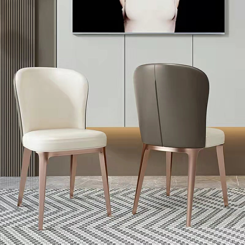 Scandinavian Luxury Armless Solid Back Chairs Leather Dining Chairs for Kitchen Clearhalo ' kitchen&dining_furn' 'Dining Chairs' 'Dining Tables & Seating' 'dining_chair' 'furn' 'furn_dining_chair' 'Furniture' 'furniture_dining_chair' 'Kitchen & Dining Furniture' 'kitchen' 4331379