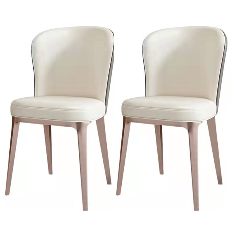 Scandinavian Luxury Armless Solid Back Chairs Leather Dining Chairs for Kitchen Rose Gold 2 Piece Set Clearhalo ' kitchen&dining_furn' 'Dining Chairs' 'Dining Tables & Seating' 'dining_chair' 'furn' 'furn_dining_chair' 'Furniture' 'furniture_dining_chair' 'Kitchen & Dining Furniture' 'kitchen' 4331380