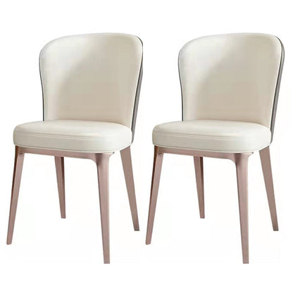 Scandinavian Luxury Armless Solid Back Chairs Leather Dining Chairs for Kitchen Rose Gold 2 Piece Set Clearhalo ' kitchen&dining_furn' 'Dining Chairs' 'Dining Tables & Seating' 'dining_chair' 'furn' 'furn_dining_chair' 'Furniture' 'furniture_dining_chair' 'Kitchen & Dining Furniture' 'kitchen' 4331380