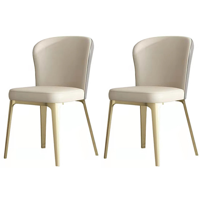 Scandinavian Luxury Armless Solid Back Chairs Leather Dining Chairs for Kitchen Brass Gold 2 Piece Set Clearhalo ' kitchen&dining_furn' 'Dining Chairs' 'Dining Tables & Seating' 'dining_chair' 'furn' 'furn_dining_chair' 'Furniture' 'furniture_dining_chair' 'Kitchen & Dining Furniture' 'kitchen' 4331381