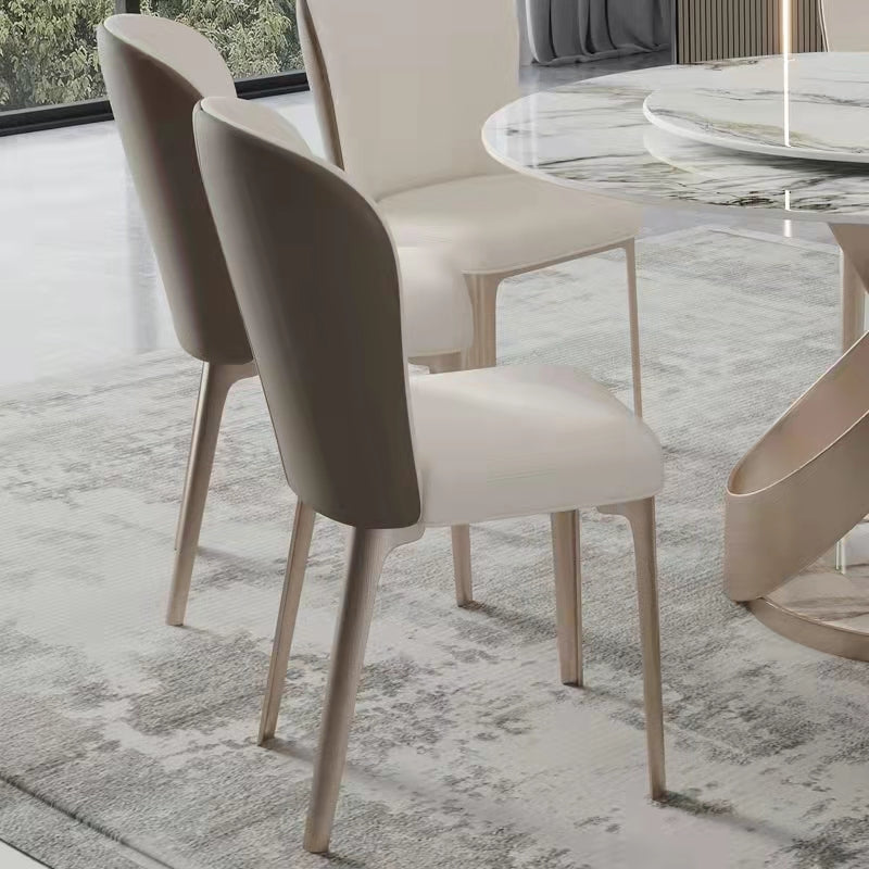 Scandinavian Luxury Armless Solid Back Chairs Leather Dining Chairs for Kitchen Clearhalo ' kitchen&dining_furn' 'Dining Chairs' 'Dining Tables & Seating' 'dining_chair' 'furn' 'furn_dining_chair' 'Furniture' 'furniture_dining_chair' 'Kitchen & Dining Furniture' 'kitchen' 4331382