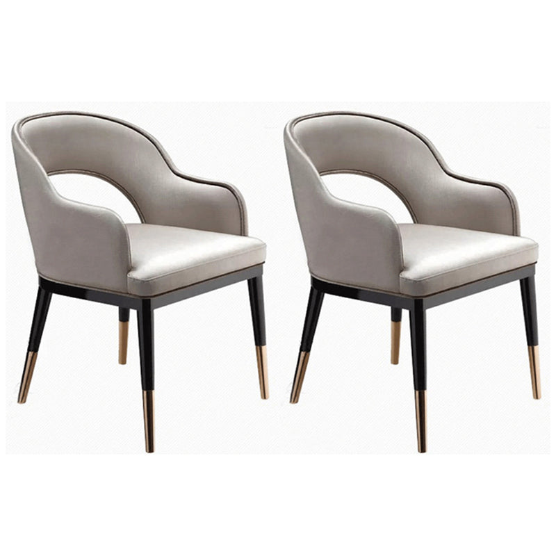 Glam Wood Dining Room Chairs Leather Dining Arm Chairs for Restaurant Use White 2 Piece Set Clearhalo ' kitchen&dining_furn' 'Dining Chairs' 'Dining Tables & Seating' 'dining_chair' 'furn' 'furn_dining_chair' 'Furniture' 'furniture_dining_chair' 'Kitchen & Dining Furniture' 'kitchen' 4331440