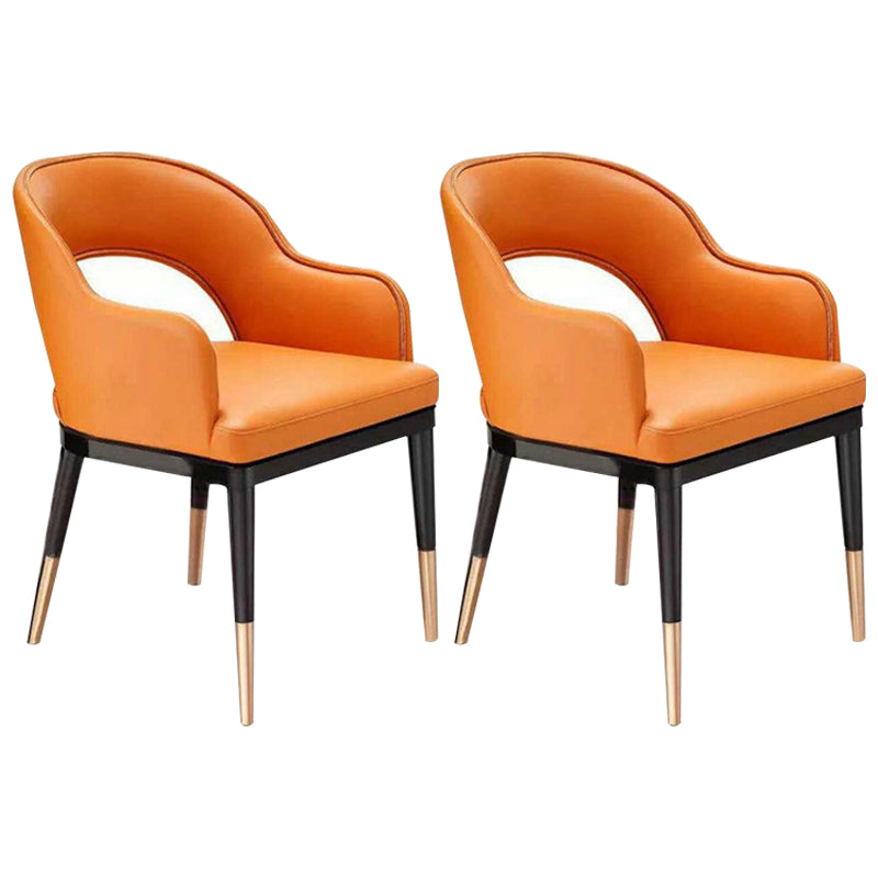 Glam Wood Dining Room Chairs Leather Dining Arm Chairs for Restaurant Use Orange 2 Piece Set Clearhalo ' kitchen&dining_furn' 'Dining Chairs' 'Dining Tables & Seating' 'dining_chair' 'furn' 'furn_dining_chair' 'Furniture' 'furniture_dining_chair' 'Kitchen & Dining Furniture' 'kitchen' 4331442
