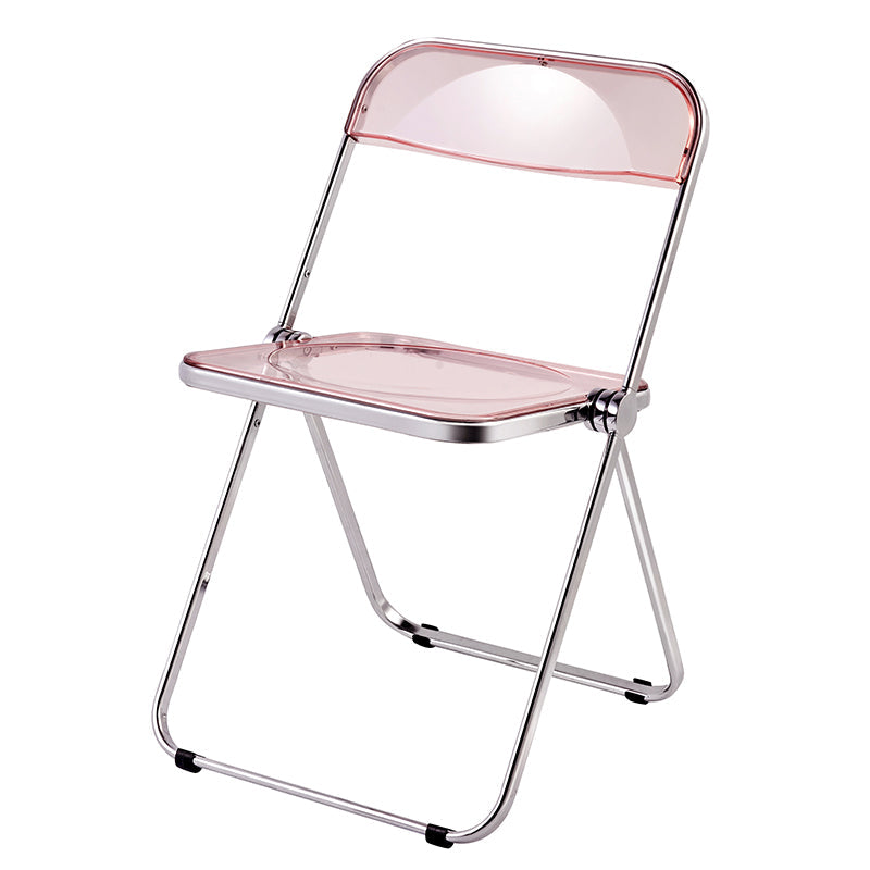 Contemporary Metal Dining Room Chair Folding Armless Side Chair for Restaurant Use Pink 1 Piece Clearhalo ' kitchen&dining_furn' 'Dining Chairs' 'Dining Tables & Seating' 'dining_chair' 'furn' 'furn_dining_chair' 'Furniture' 'furniture_dining_chair' 'Kitchen & Dining Furniture' 'kitchen' 4331477