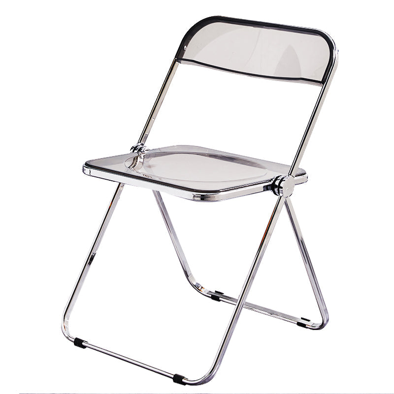 Contemporary Metal Dining Room Chair Folding Armless Side Chair for Restaurant Use Smoke Gray 1 Piece Clearhalo ' kitchen&dining_furn' 'Dining Chairs' 'Dining Tables & Seating' 'dining_chair' 'furn' 'furn_dining_chair' 'Furniture' 'furniture_dining_chair' 'Kitchen & Dining Furniture' 'kitchen' 4331487