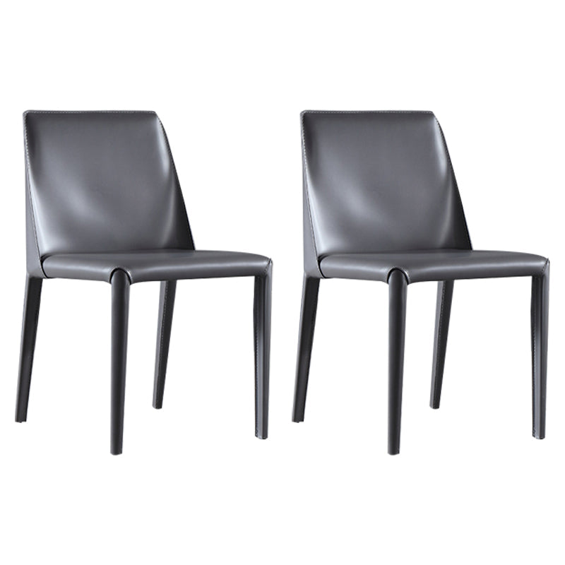 Contemporary Style Dining Chairs Armless Kitchen Chairs with Metal Legs Dark Gray 2 Piece Set Clearhalo ' kitchen&dining_furn' 'Dining Chairs' 'Dining Tables & Seating' 'dining_chair' 'furn' 'furn_dining_chair' 'Furniture' 'furniture_dining_chair' 'Kitchen & Dining Furniture' 'kitchen' 4331501