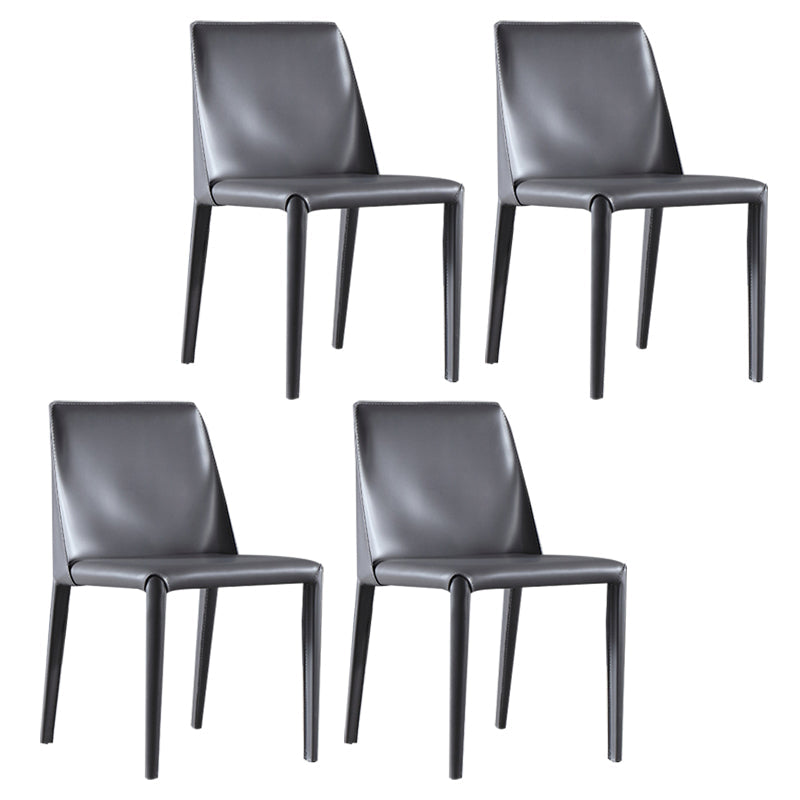 Contemporary Style Dining Chairs Armless Kitchen Chairs with Metal Legs Dark Gray 4 Piece Set Clearhalo ' kitchen&dining_furn' 'Dining Chairs' 'Dining Tables & Seating' 'dining_chair' 'furn' 'furn_dining_chair' 'Furniture' 'furniture_dining_chair' 'Kitchen & Dining Furniture' 'kitchen' 4331503