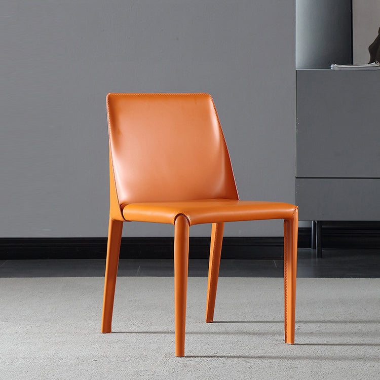 Contemporary Style Dining Chairs Armless Kitchen Chairs with Metal Legs Orange 1 Piece Clearhalo ' kitchen&dining_furn' 'Dining Chairs' 'Dining Tables & Seating' 'dining_chair' 'furn' 'furn_dining_chair' 'Furniture' 'furniture_dining_chair' 'Kitchen & Dining Furniture' 'kitchen' 4331505