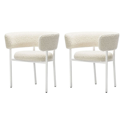 Modern Dining Armchairs Upholstered Open Back Arm Chairs with Metal Legs Off-White 2 Piece Set Clearhalo ' kitchen&dining_furn' 'Dining Chairs' 'Dining Tables & Seating' 'dining_chair' 'furn' 'furn_dining_chair' 'Furniture' 'furniture_dining_chair' 'Kitchen & Dining Furniture' 'kitchen' 4331516