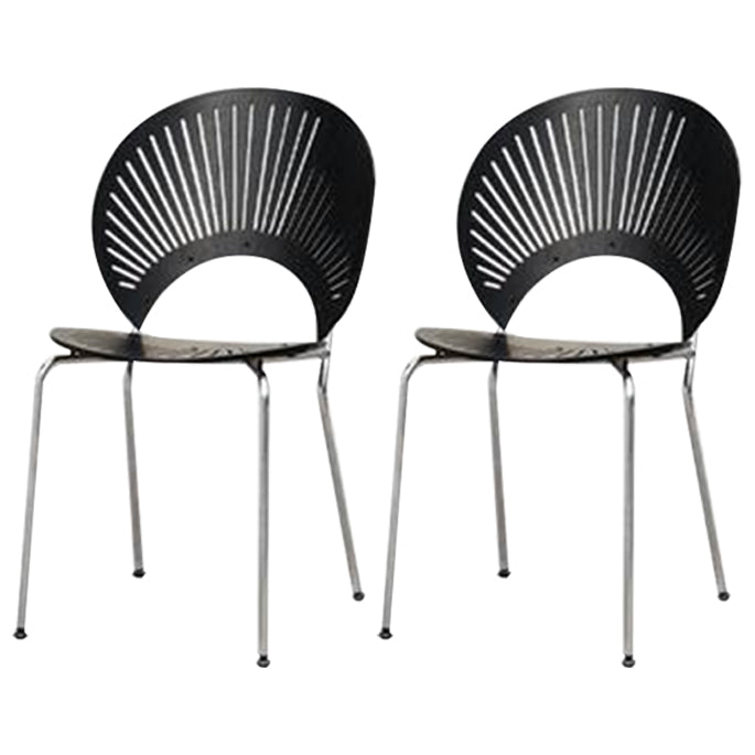 Contemporary Style Dining Chair Armless Kitchen Chairs with Metal Legs Black-Silver 2 Piece Set Clearhalo ' kitchen&dining_furn' 'Dining Chairs' 'Dining Tables & Seating' 'dining_chair' 'furn' 'furn_dining_chair' 'Furniture' 'furniture_dining_chair' 'Kitchen & Dining Furniture' 'kitchen' 4331531