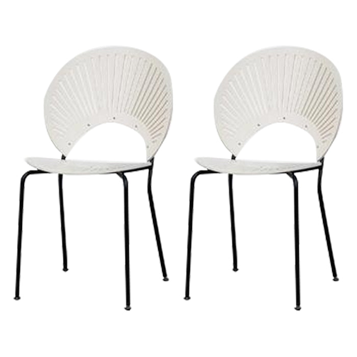 Contemporary Style Dining Chair Armless Kitchen Chairs with Metal Legs White-Black 2 Piece Set Clearhalo ' kitchen&dining_furn' 'Dining Chairs' 'Dining Tables & Seating' 'dining_chair' 'furn' 'furn_dining_chair' 'Furniture' 'furniture_dining_chair' 'Kitchen & Dining Furniture' 'kitchen' 4331537