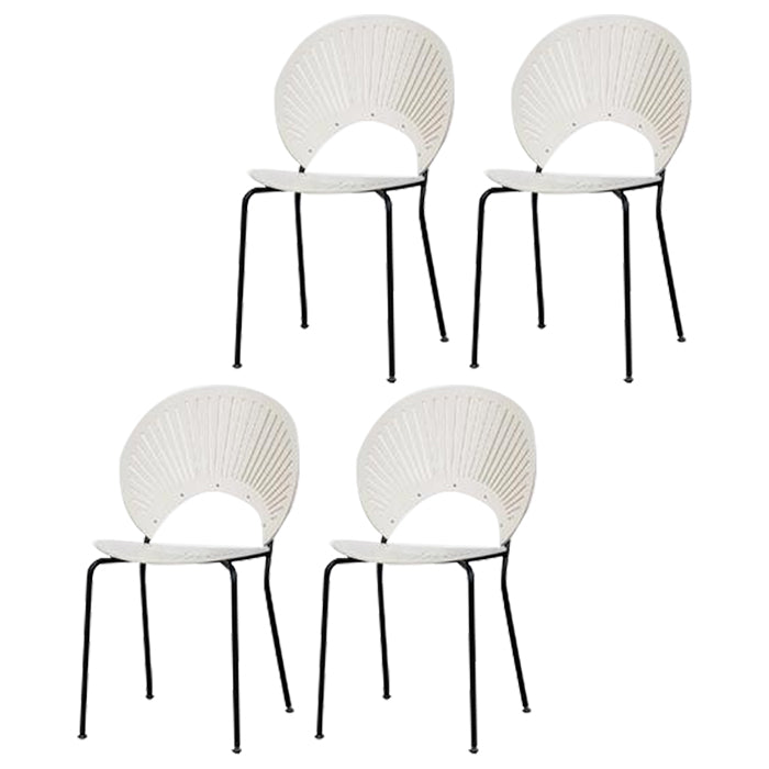 Contemporary Style Dining Chair Armless Kitchen Chairs with Metal Legs White-Black 4 Piece Set Clearhalo ' kitchen&dining_furn' 'Dining Chairs' 'Dining Tables & Seating' 'dining_chair' 'furn' 'furn_dining_chair' 'Furniture' 'furniture_dining_chair' 'Kitchen & Dining Furniture' 'kitchen' 4331539