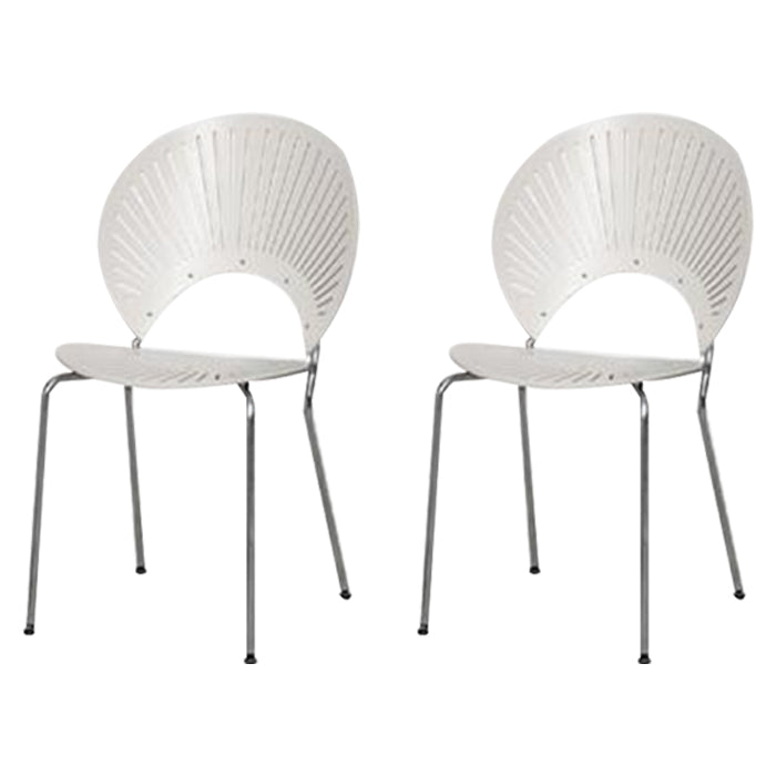 Contemporary Style Dining Chair Armless Kitchen Chairs with Metal Legs White-Silver 2 Piece Set Clearhalo ' kitchen&dining_furn' 'Dining Chairs' 'Dining Tables & Seating' 'dining_chair' 'furn' 'furn_dining_chair' 'Furniture' 'furniture_dining_chair' 'Kitchen & Dining Furniture' 'kitchen' 4331542