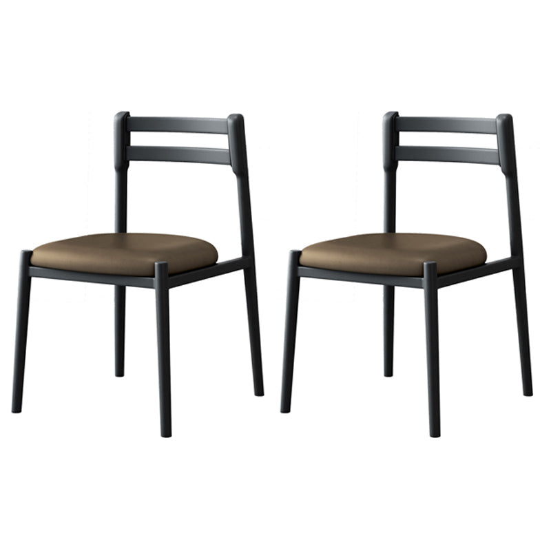 Ladder Back Armless Dining Chairs Upholstered Side Chairs with Metal Legs Brown 2 Piece Set Clearhalo ' kitchen&dining_furn' 'Dining Chairs' 'Dining Tables & Seating' 'dining_chair' 'furn' 'furn_dining_chair' 'Furniture' 'furniture_dining_chair' 'Kitchen & Dining Furniture' 'kitchen' 4331560