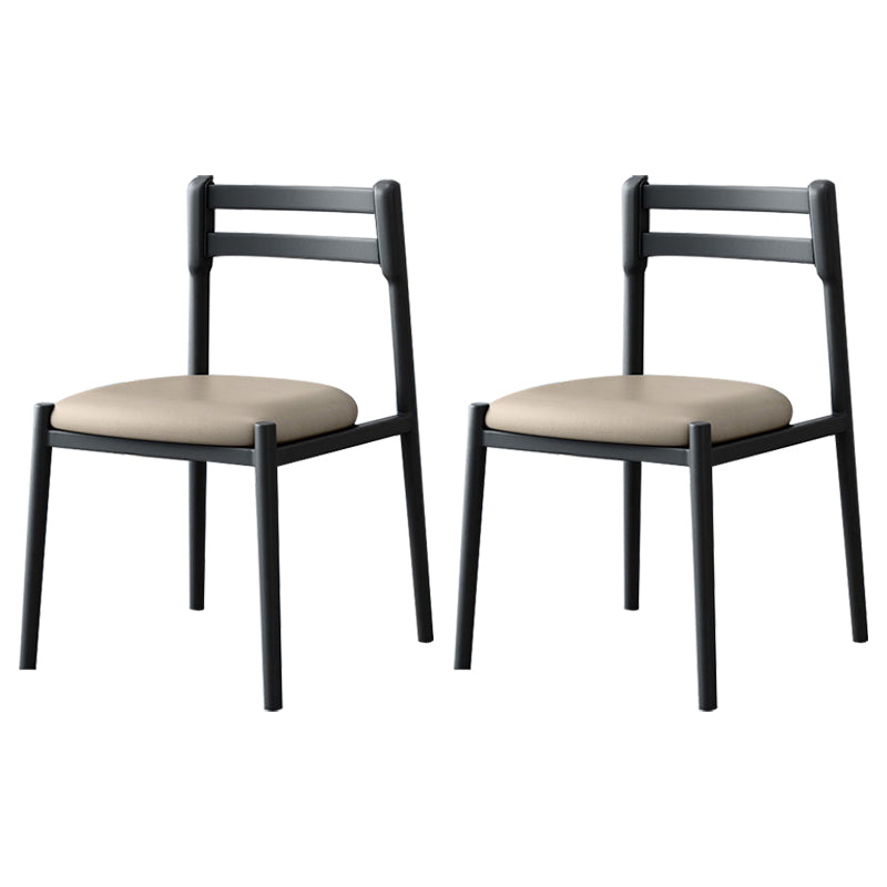 Ladder Back Armless Dining Chairs Upholstered Side Chairs with Metal Legs Apricot 2 Piece Set Clearhalo ' kitchen&dining_furn' 'Dining Chairs' 'Dining Tables & Seating' 'dining_chair' 'furn' 'furn_dining_chair' 'Furniture' 'furniture_dining_chair' 'Kitchen & Dining Furniture' 'kitchen' 4331566